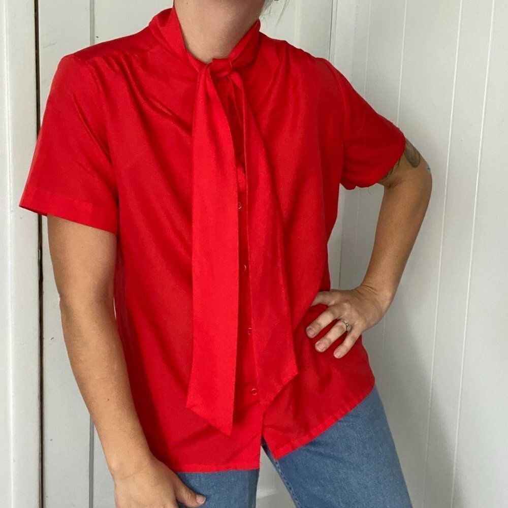 Vintage New Fashion Secretary Button Up Blouse 14
